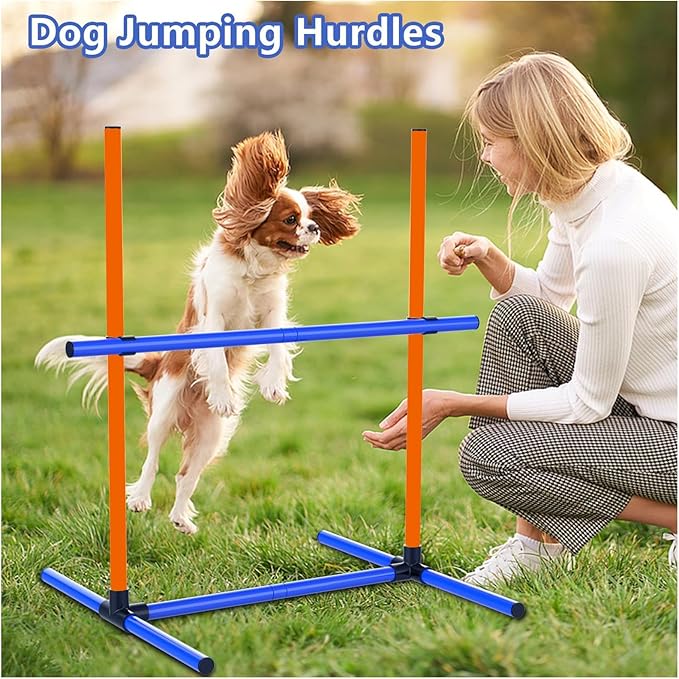 Dog Agility Training Jumping Hoop for Small Medium Dogs, Adjustable Height Pet Exercise Equipment for Outdoor Backyard (6 Jump)