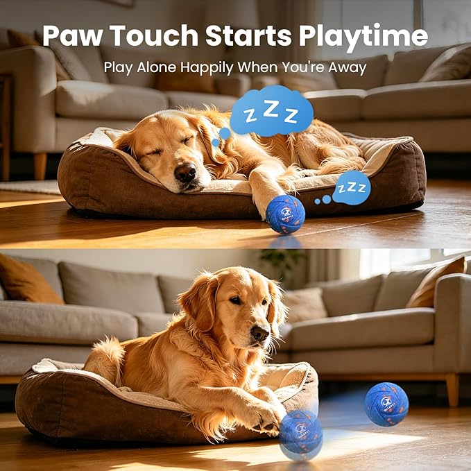Smart Interactive Dog Ball Toys - Auto Bouncing & Rolling, Chew-Resistant E-TPU Material, 3 Interactive Modes, IPX7 Waterproof, Smart Chase Pet Toy Ball for Medium and Large Dogs - Blue