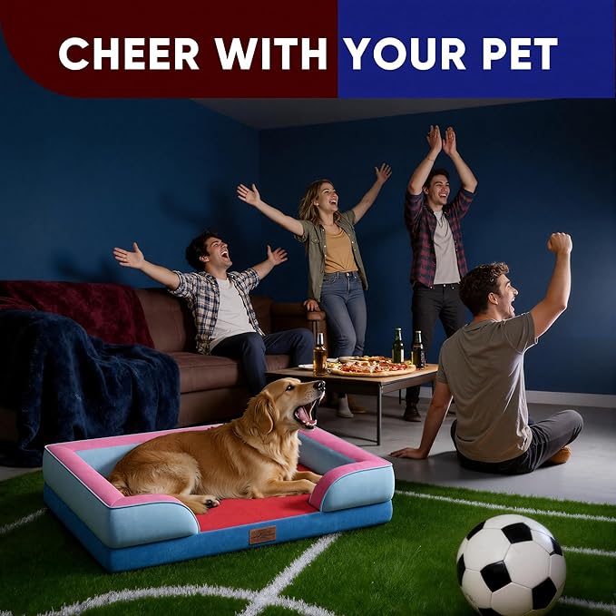 Comfort Expression Orthopedic Dog Bed for Extra Large Dogs 42x30 Inch, Waterproof Egg Crate Foam XL Pet Bed with Bolsters, Dog Couch with Washable Cover & Non-Slip Bottom, Atlanta