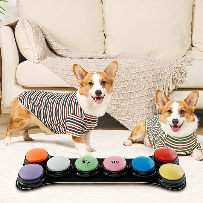 Dog Buttons for Communication, 8Pcs Dog Buttons Talk, Recordable Talking Training Buttons with Non-Slip Back Mat, Pet Buttons for Communication