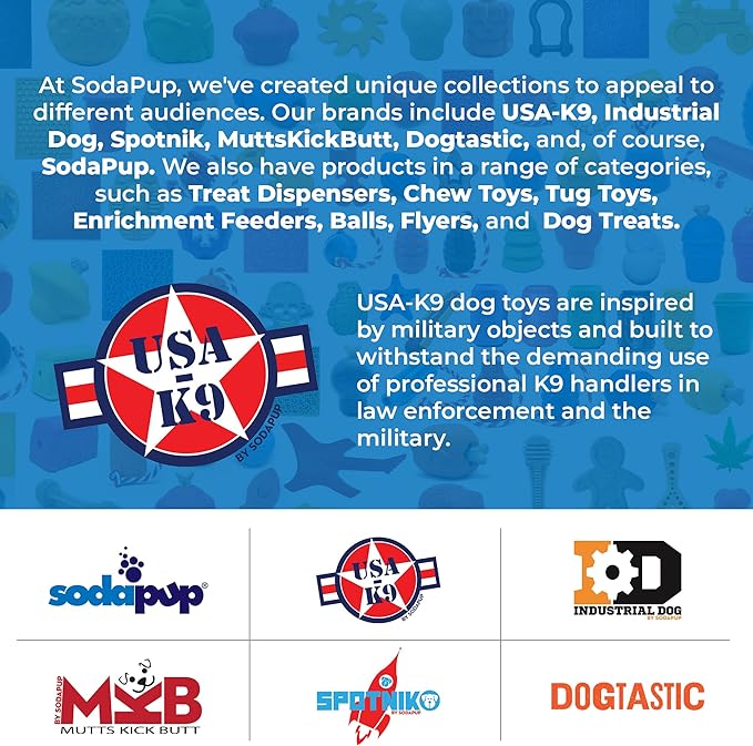 SodaPup USA-K9 Firecracker – Durable Dog Tug Toy & Floating Training Dummy Made in USA from Non-Toxic, Pet-Safe, Food Safe Natural Rubber for Water Retrieval, Bonding, Mental & Physical Exercise, More