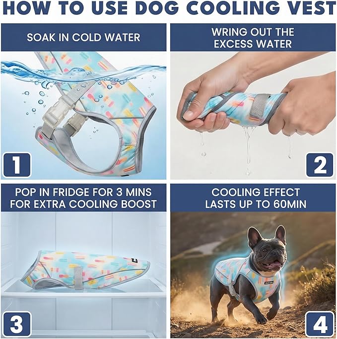 Spark Paws Dog Cooling Vest - SPF 50 UV Sun Protection - Summer Heat Relief Gear for Dogs, Lightweight, Evaporative Cooling - Dog Anxiety Relief Vest During Hot Days - Popsicles - Size M