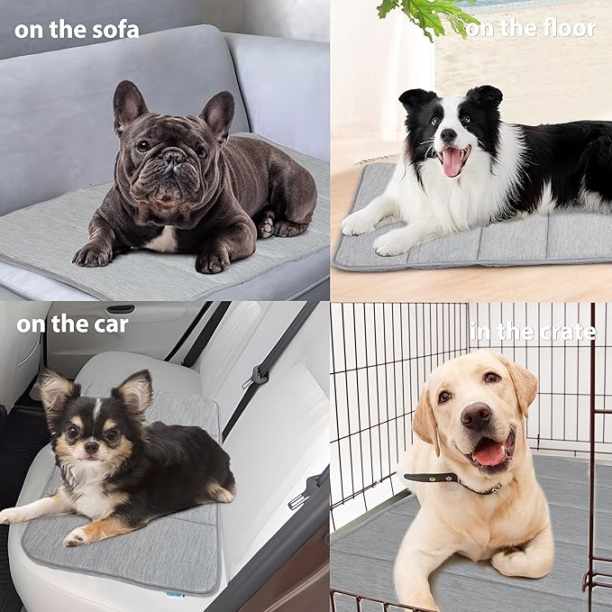 Dog Cooling Mat for Large Dogs - 47x29 Orthopedic Memory Foam Pet Pad for Summer, QMAX>0.5, Washable Premium Comfort Crate Pad for Your Furry Companion, Grey