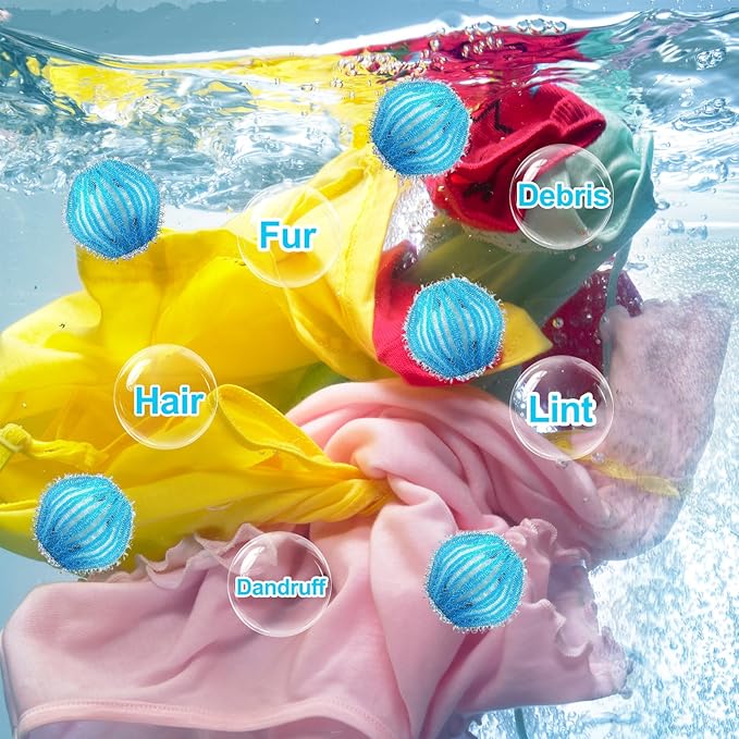 12Pcs Pet Hair Remover for Laundry - 2 inch Large Ball Lint Traps for Washing/Dryer Machine,Effective Cat Dog Laundry Pet Hair Catcher for Clothes,Sheets,Towels,Not Damage Fabric