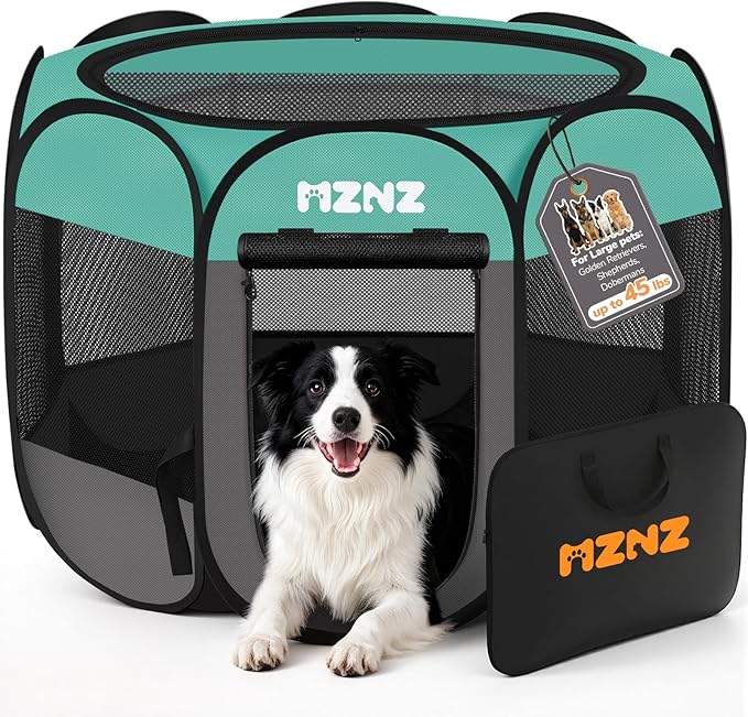 Dog Playpen, Portable Puppy Pet Crate Indoors for Small/Medium/Large Dogs Cats Rabbits, Foldable Dog Cage Enclosure for Outdoor, Pop Up Dogs Tent Kennel with Carrying Case, Blue