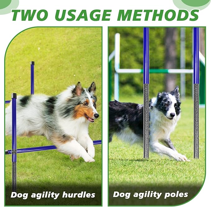 Dog Agility Course Backyard Set, Metal Dog Agility Training Equipment Adjustable Height Obstacle Course for Dog Hurdles Jumps (3 Pack)