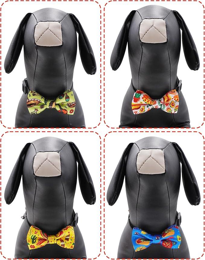 PET SHOW 10 Pack Mexican Small Dog Bow Ties Sliding Collar Attachments Puppy Cats Cinco De Mayo Fiesta Bowties for Medium Dogs Summer Mexico Bowknots Party Holiday Pet Grooming Accessories(Small)