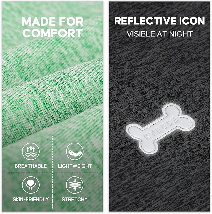 KYEESE 2Pack Dog Shirt, Lightweight Sun Protection Sleeveless Dog T Shirts for Medium Large Dogs Boy, Breathable Pet Reflective Tank Top Summer Dogs Clothes for Outdoor Walking, Grey+Dark Green, 2XL