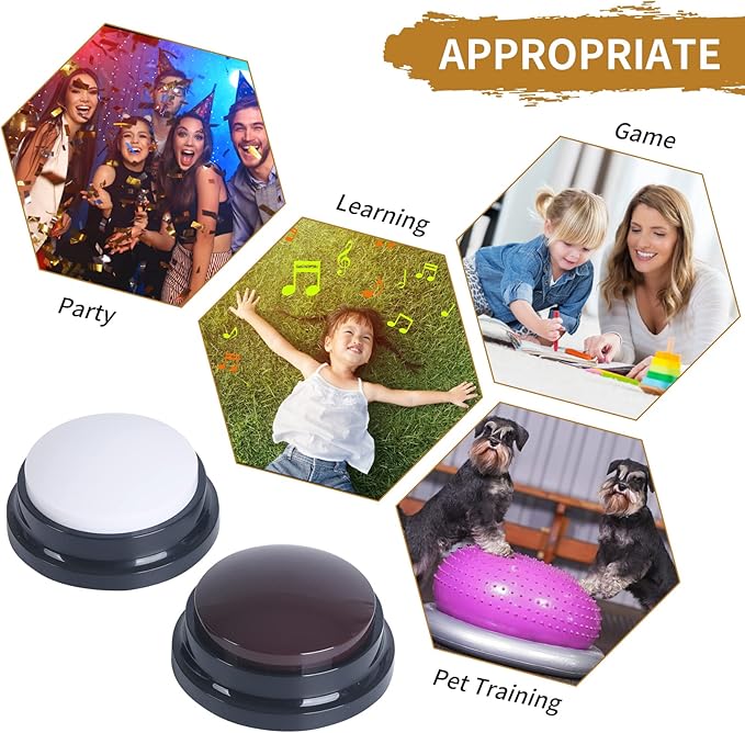 Voice Recording Button, 30 Second Record Button for Dog Pet Interactivity, Gift for Friend, Family,10 Color Have Coffee and White