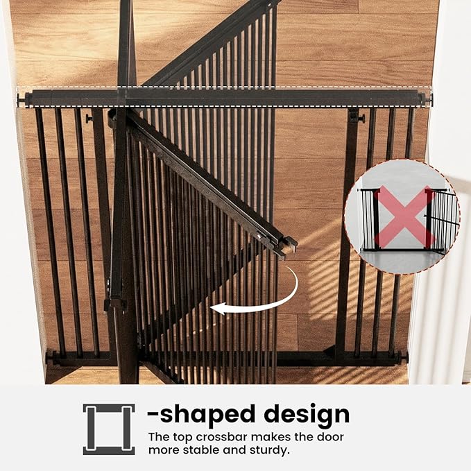 Gardner Pet Extra Tall Cat Gate 49"-86" Adjustable Height, Tall Pet Gate for Doorways/Hallways with 27.5"-37" Adjustable Width Baby Gate with 4 Extensions Kits, No Drilling Pressured Mounted (White)