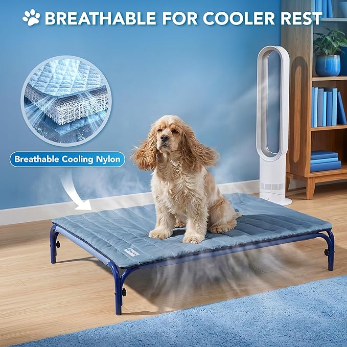 PetAmi Dog Cooling Mat, Q-Max Pet Cooling Blanket with Thick Cushioning, Self Cooling Pad for Dogs & Cats, Reversible Summer Mat for Crate, Couch, Kennel, Gray/Light Grey, Medium (29x40)