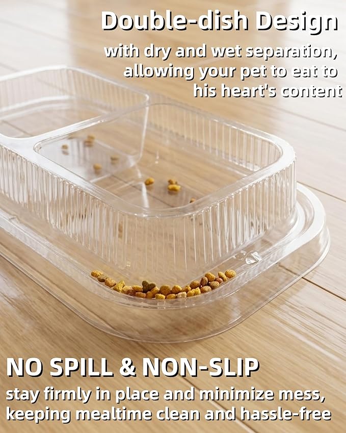 100 Pcs Disposable Pet Bowls, Plastic Double Dish, Anti-Ant, No Spill, Non-Slip, for Outdoor Small and Medium Dogs and Cats