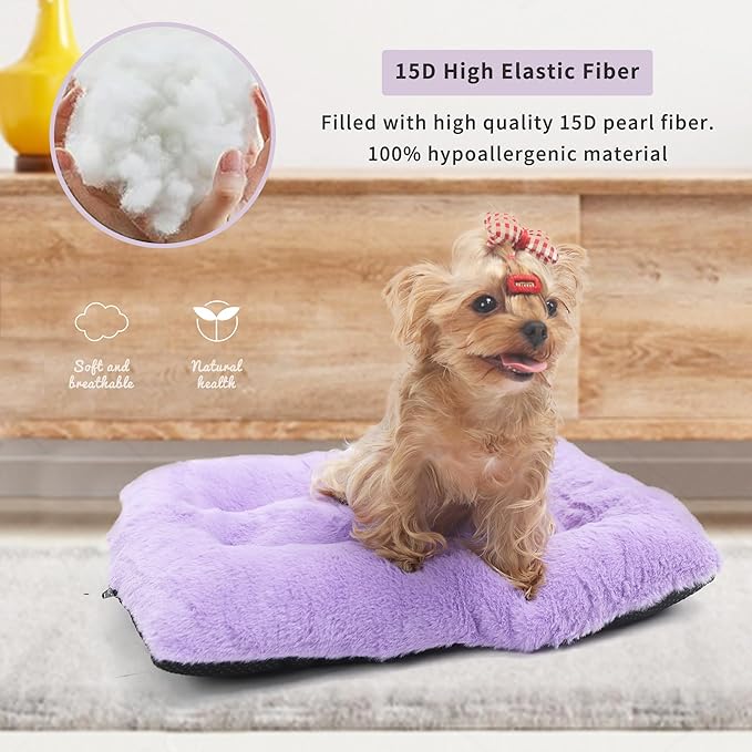 Dog Crate Bed 22x13,Washable Dog Crate Pad for Medium Dogs,Soft Kennel Bed Mattress with Non Slip Bottom,Purple