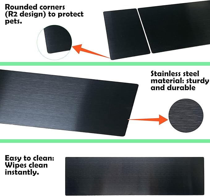Door Protector from Dog Scratching - Stainless Steel and Anti Scratch Protector for Door, 2 Sizes Stick Pet Scratch Plate, Self-Adhesive Door Scratch Protector Door Frame Protector cat Scratching