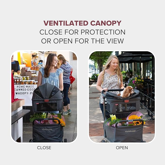 Wadabuggy Foldable Pet Caddy - Collapsible, Attachable & Removable Pet Carrier for Beach and Shopping Carts - Travel with Small & Medium Size Pets, Cats & Dogs (Cart Not Included)