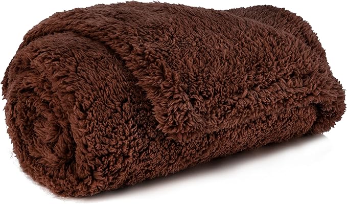 PetAmi Fluffy Waterproof Dog Blanket for Couch and Bed, Reversible Sherpa Pet Throw, Pee Proof Furniture Protector Sofa Cover, Washable Cat Blanket for Small Medium Dogs and Cats (Brown, 24x32)