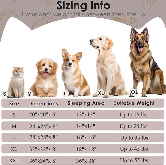 Hoewina Dog & Cat Bed, 20in Cat Beds for Indoor Cats, Calming Donut Bed for Puppy and Kitten, Washable Round Fluffy Pet Bed for Small Medium Dogs and Cats (Brown)