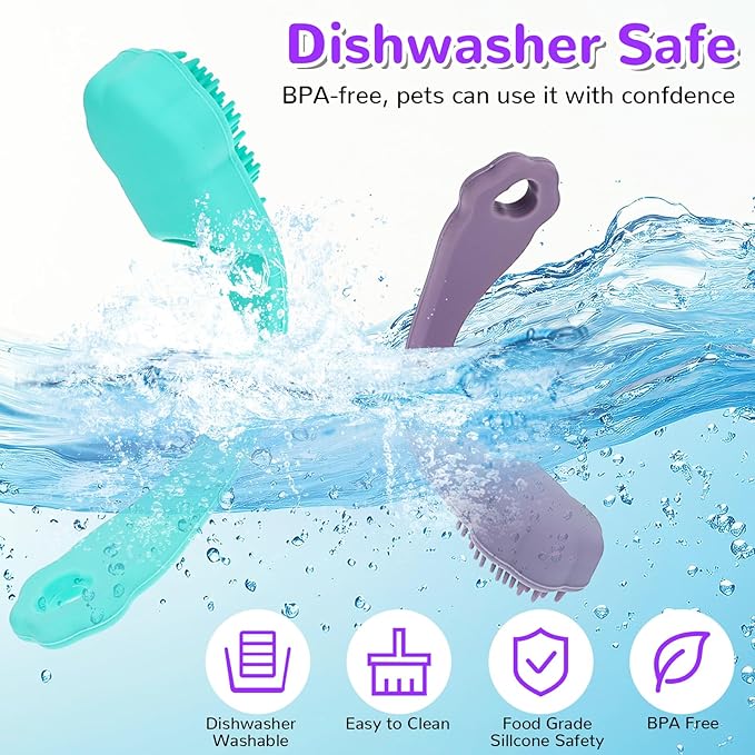 Qianyu 4 Pack Silicone Dog & Cat Finger Toothbrush Kit - Food Grade, Safe, Non-Toxic, Easy Teeth Cleaning, Prevents Bad Breath & Oral Inflammation