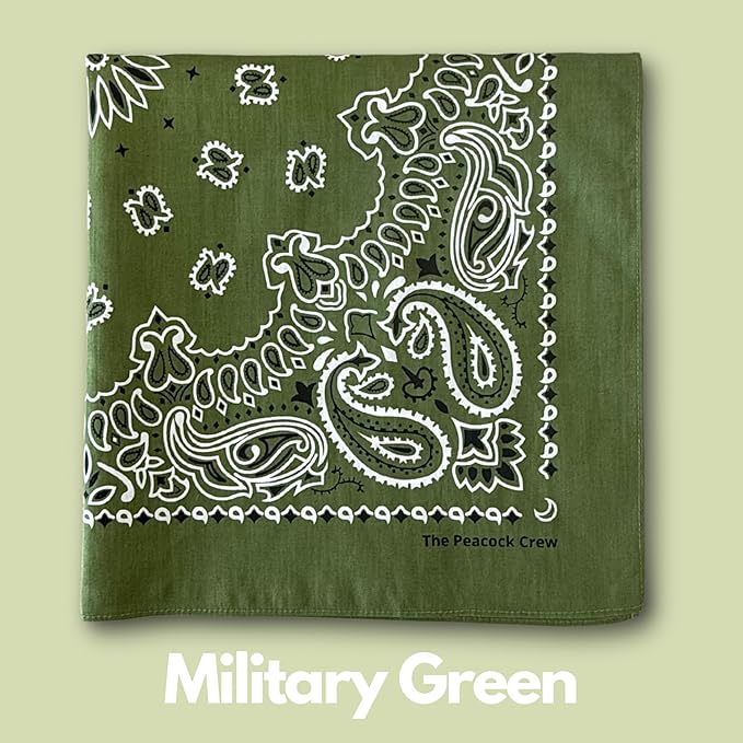 The Peacock Crew Premium Soft Cotton Bandanas Pack for Men and Women Paisley 22 x 22 inches