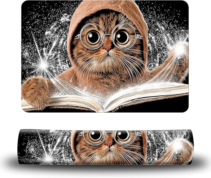 Dog Food Mat, 15.7" x 23.6" Absorbent Pet Feeding Mat for Food and Water, Waterproof Diatom Mud Pet Placemat with Non-Slip Rubber Backing, Easy Clean Cat Bowl Mat for Floors - Cute Cat Books