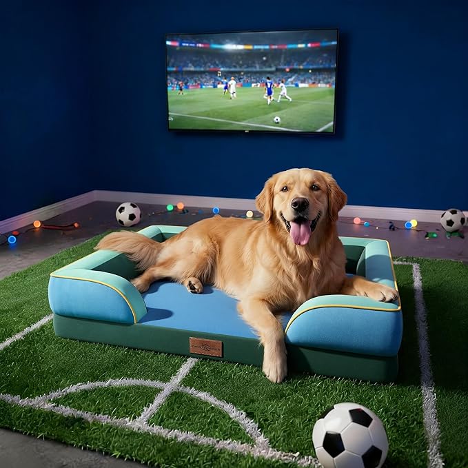 Comfort Expression Orthopedic Dog Bed for Extra Large Dogs 42x30 Inch, Waterproof Egg Crate Foam XL Pet Bed with Bolsters, Dog Couch with Washable Cover & Non-Slip Bottom, Dallas