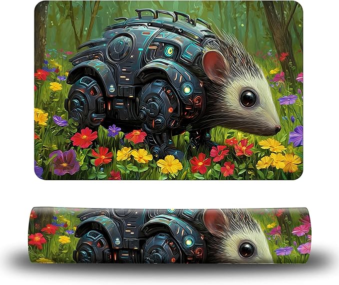 Dog Food Mat, 19.6" x 23.6" Absorbent Pet Feeding Mat for Food and Water, Waterproof Diatom Mud Pet Placemat with Non-Slip Rubber Backing, Cat Bowl Mat for Floors - Mouse Flower Forest