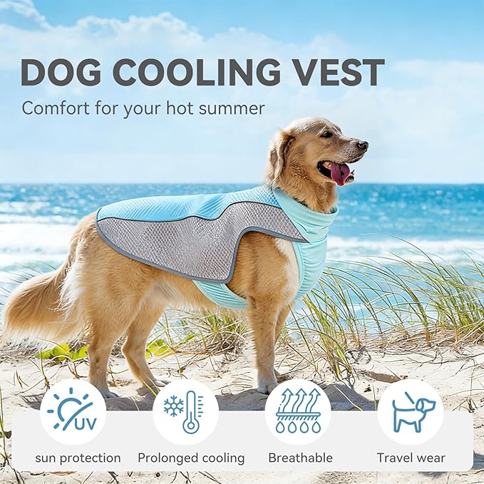 Dog Cooling Vest, Summer Cooler Jacket for Small & Medium Dogs Soft Breathable Mesh Lightweight Pet Shirt for Beach Hiking Walking (Pink,XL)