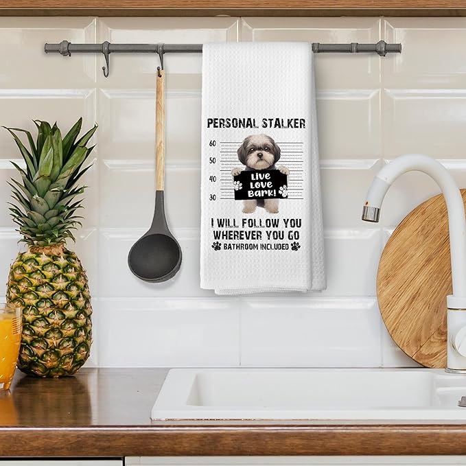Funny Shih Tzu Kitchen Dish Towels, Shih Tzu Gifts, Funny Dog Bathroom Decor, Shihtzu Gifts for Women, Dog Mom Gift Hand Towels Kitchen Tea Towel Decorations, 16x24inch