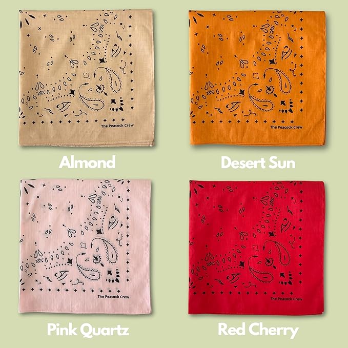 The Peacock Crew Premium Soft Cotton Bandanas Pack for Men and Women Paisley 22 x 22 inches