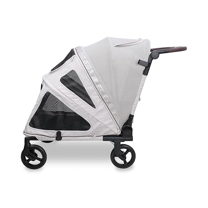 WonderFold PF Luxury FlatFold Pet Stroller Designed for Comfortable Elevated Everyday Walks - Gray, Large (Up to 99 lbs)