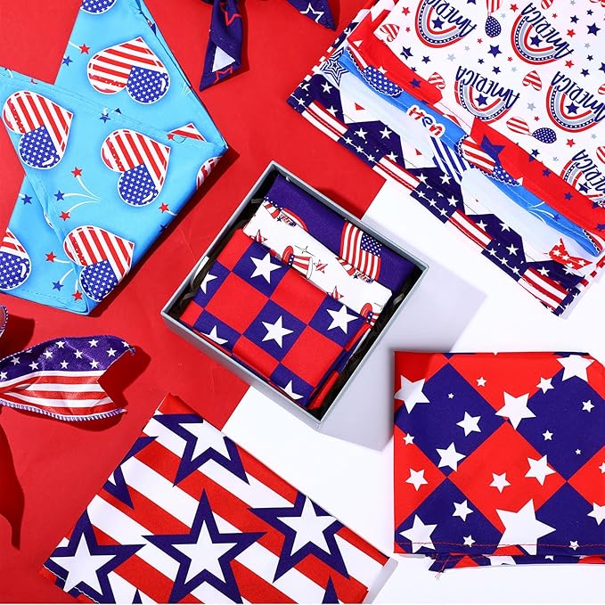 Abbylike 200 Pcs Patriotic Dog Bandanas Bulk 4th of July Bandanas for Dogs Star Triangle Kerchief Bib Scarf Set for Pet Independence Day 250th Anniversary Party Costume, 25 Styles(25.6 x 17.7 x 17.7)