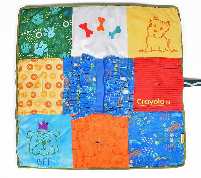 Crayola for Pets Doggie Snuffle Mat & Puzzle Toy - Treat-Hiding Play Mat for Dogs with Crinkle Sound - Dog Enrichment Toys for Mental Stimulation