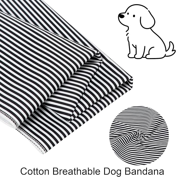 ARING PET Stripe Dog Bandanas, Cute Black White Pet Bandana Scarf Triangle Bib for Small Medium Large Boy Girl Dogs Cats, Puppy Kerchief for Daily Wear Walks Party Photos-S