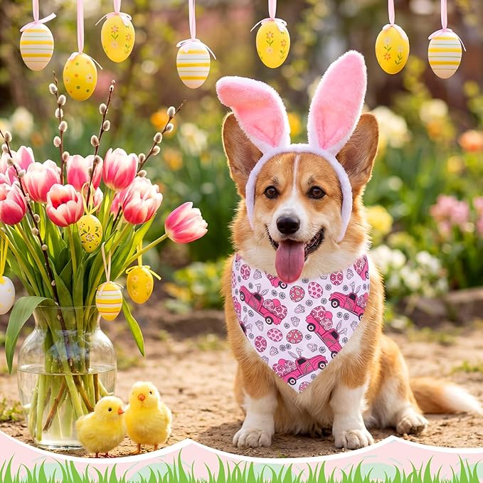 Sanwuta 72 Pcs Spring Dog Bandana Bulk Washable Puppy Triangle Scarfs Cat Bandanas Rabbit Adjustable Soft Spring Pattern Pet Triangle Bibs Accessories for Small Medium Dogs Cats Pets Costume