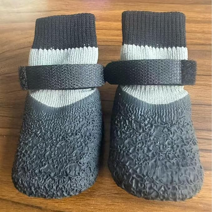 Dog Boots,Dog Paw Protectors Socks for Hot Pavement,Anti Slip Dog Shoes for Hardwood Floors_L(Gray)
