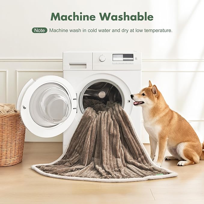 Waterproof Dog Blanket for Couch - Washable Medium Pet Blanket for Furniture Protector, Cozy Fleece Calming Dog Crate Blankets for Indoors & Outdoors, Brown, 40"x50"