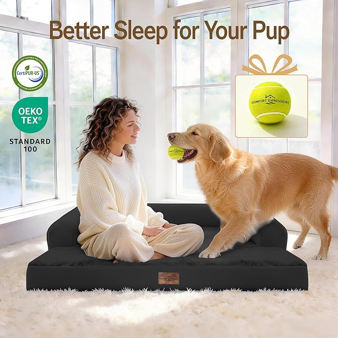 Comfort Expression Memory Foam Dog Bed - Washable Pet Bed for Big Dog Waterproof Pet Couch Memory Foam Sofa Bolster with Removable Cover - 36 x 27