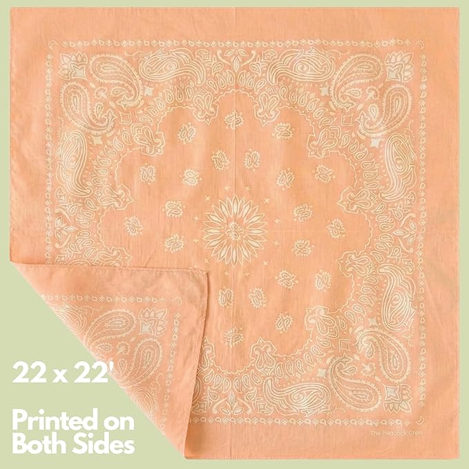 The Peacock Crew Premium Soft Cotton Bandanas Pack for Men and Women Paisley 22 x 22 inches