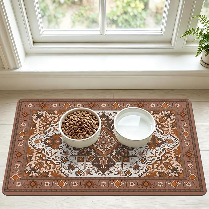 Pet Feeding Mat for Floors Waterproof Dog Mat for Food and Water Absorbent Quick Dry Non Slip mat for Cat Bowls