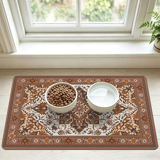 Pet Feeding Mat for Floors Waterproof Dog Mat for Food and Water Absorbent Quick Dry Non Slip mat for Cat Bowls