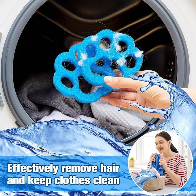 LemonRoad 12 Pcs Pet Hair Remover for Laundry Reusable Laundry Pet Hair Catcher Dog Cat Lint and Fur Remover Washing Machine and Dryer Fur Catcher for Clothes Bedding, Safe and Durable for All Fabrics