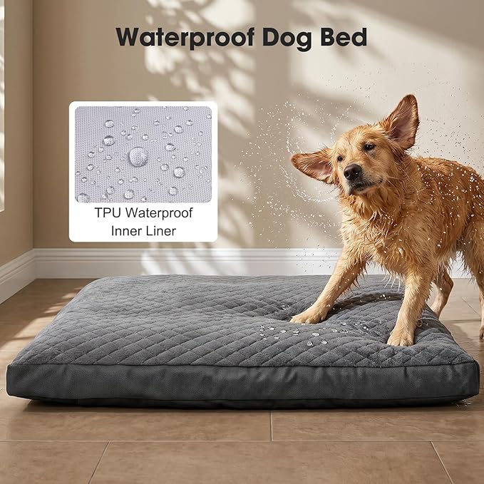GASUR Indestructible Chew Proof Dog Beds for Large Sized Dogs, Durable Extra Large Dog Ded for Aggressive Chewers,Waterproof Washable Dog Deds for Crate Couch with Removable Cover (Grey, XL, 41"x27")
