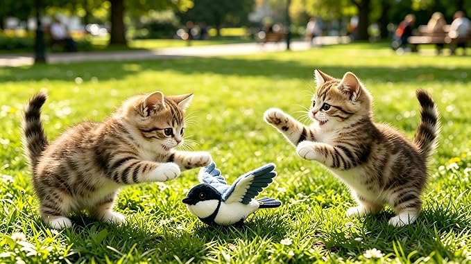 Automatic Flapping Penguin Cat Toy, Realistic Moving Wings Plush Bird Toy with Built‑in Motor & Battery, Interactive Stimulating Kicker Toy for Indoor Cats, USB Rechargeable Pet Entertainment Toy