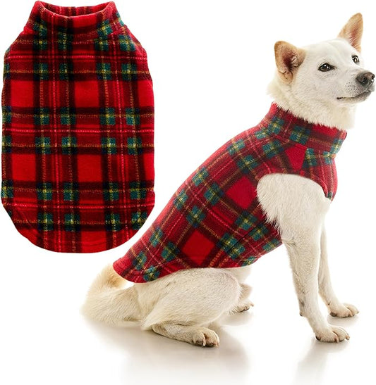 Gooby - Stretch Fleece Vest, Pullover Fleece Vest Jacket Sweater for Dogs, Plaid Red, X-Large