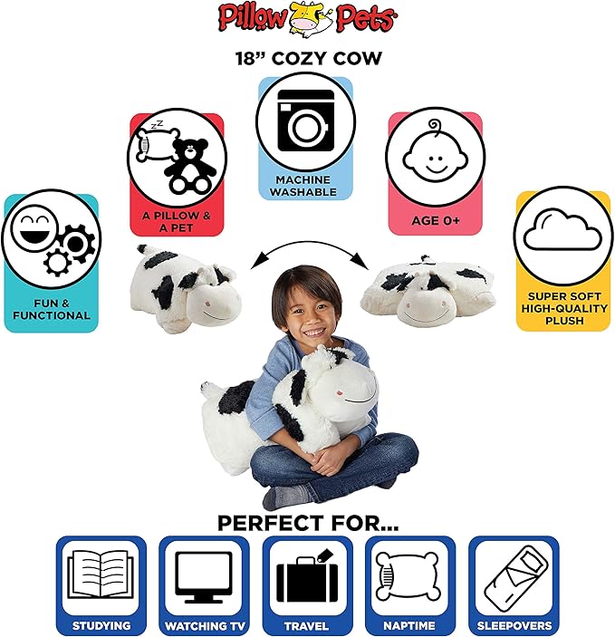 Pillow Pets Originals Cozy Cow 18" Stuffed Animal Plush Toy