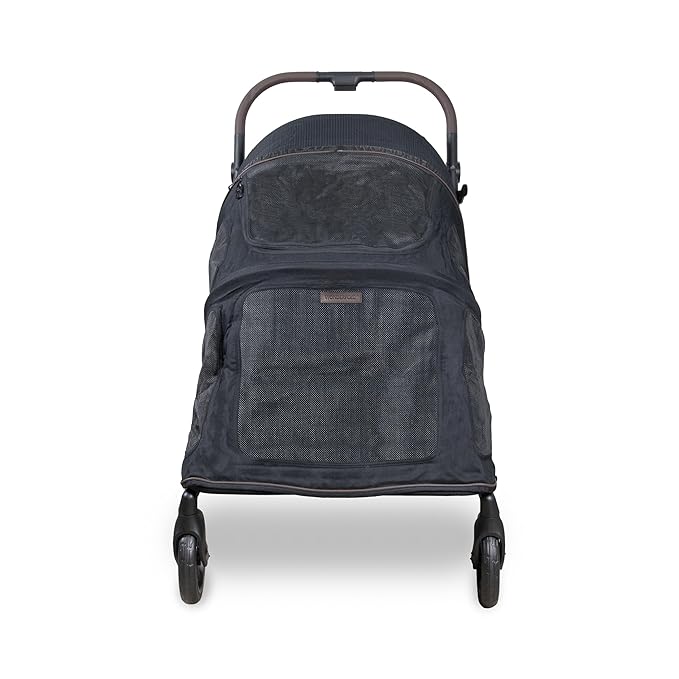 WonderFold PF Luxury FlatFold Pet Stroller Designed for Comfortable Elevated Everyday Walks - Black, Large (Up to 99 lbs)