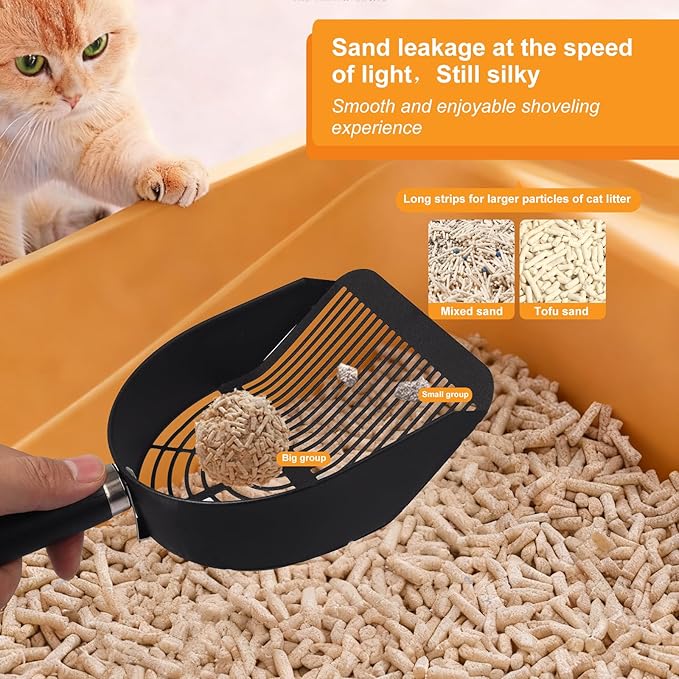 Universal Metal Cat Litter Scoop with Holder – Heavy-Duty Scooper Storage Caddy, Contains 6 Rolls of Cat Litter Bags