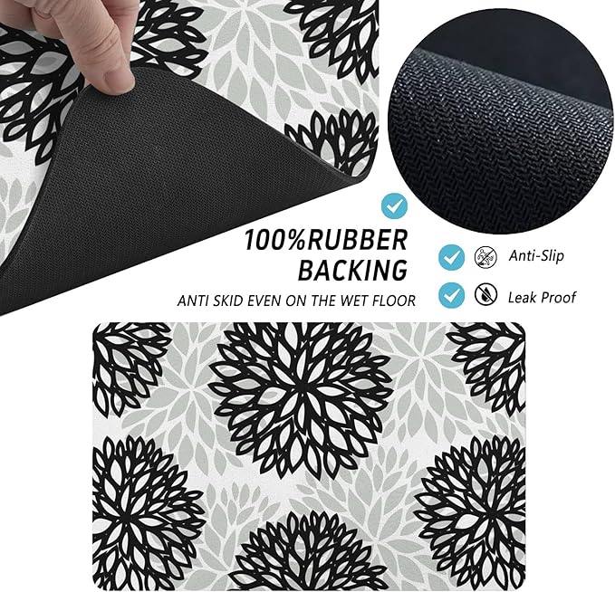 Dog Food Mats for Floors, Absorbent and Quick-Drying Pet Cat Food Mat,Anti-Fouling and Easy-to-Clean Pet Feeding Mat,Dog Bowl Mat for Messy Drinking Water Bowls.12x20, Bohemia Dahlia Floral Style