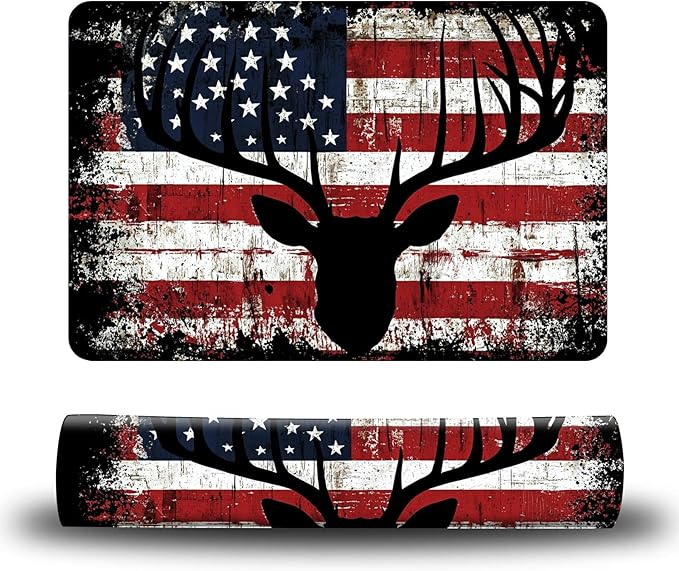 Dog Food Mat, 15.7" x 23.6" Absorbent Pet Feeding Mat for Food and Water, Waterproof Diatom Mud Pet Placemat with Non-Slip Rubber Backing, Easy Clean Cat Bowl Mat for Floors - Deer Flag