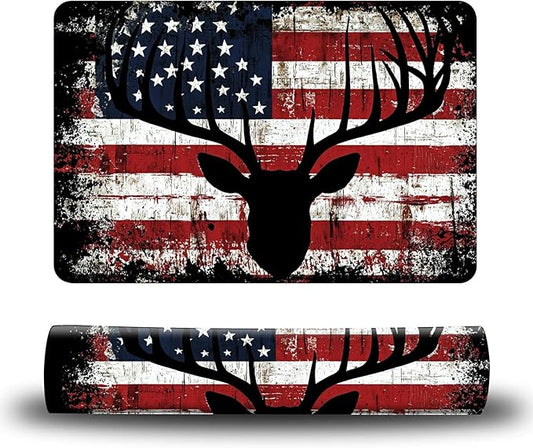 Dog Food Mat, 15.7" x 23.6" Absorbent Pet Feeding Mat for Food and Water, Waterproof Diatom Mud Pet Placemat with Non-Slip Rubber Backing, Easy Clean Cat Bowl Mat for Floors - Deer Flag
